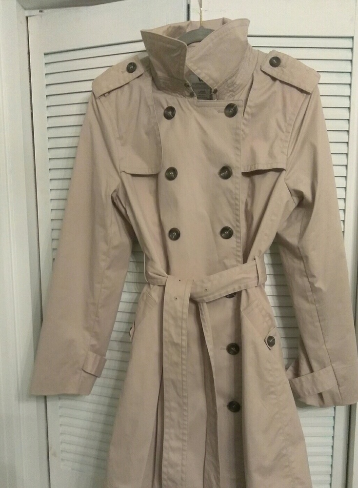 Women Worthington Beige Trench Coat Size Large